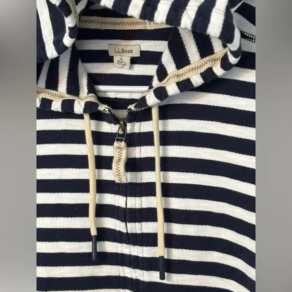 L.L. Bean Hoodie in Blue and White, full zip, size L - Picture 8 of 9